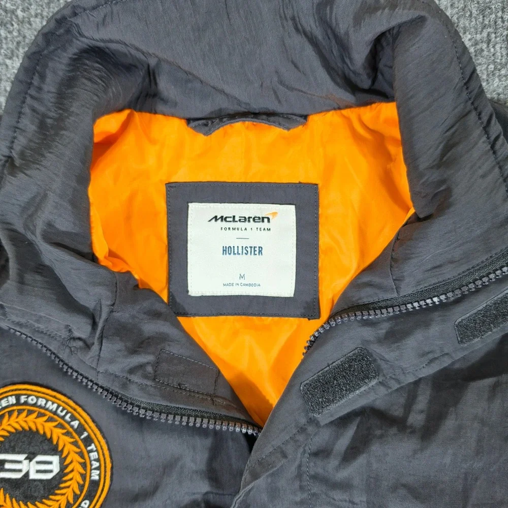 Hollister McLaren Formula 1 Team Racing Jacket Mens Medium Black Orange White F1